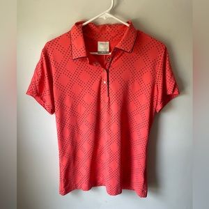 Women's Nike Golf dri fit Large polo collar buttons orange active short sleeve